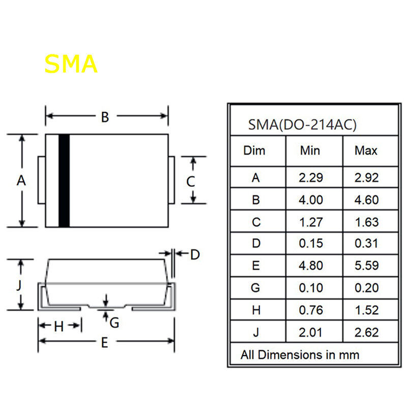 شحن مجاني SMA سريع المعدل شوتكي ديودوس ، 100 قطعة/الوحدة US1M RS1M SS110 SS24 SS14 DO-214AC مكونات مصلحة الارصاد الجوية ديود مصلحة الارصاد الجوية