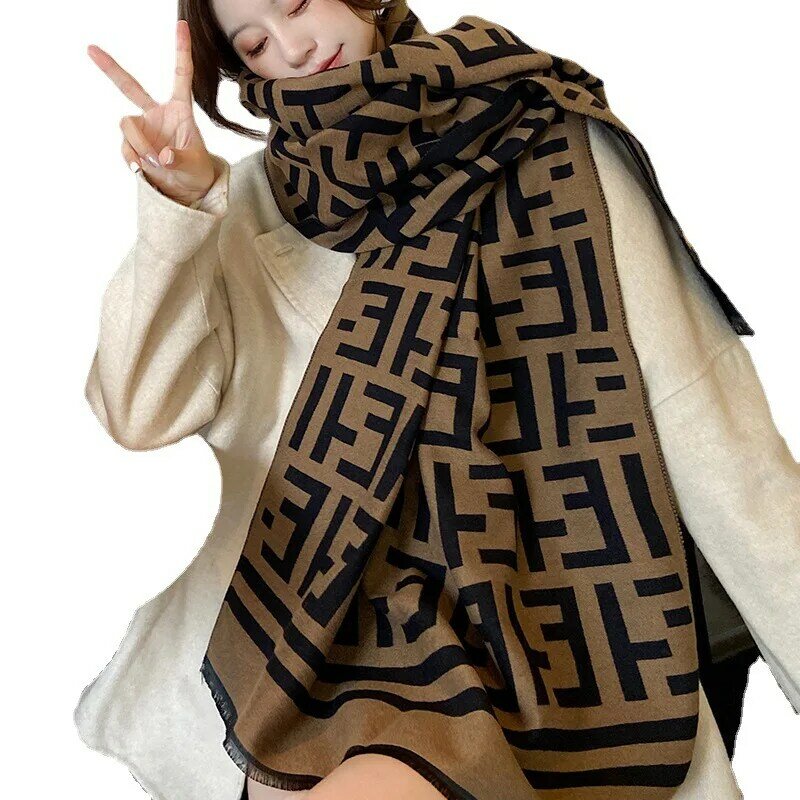 المرأة F إلكتروني سميكة تقليد الكشمير وشاح ، المرأة شال طويل ، النسخة الكورية دونغمن ، تنوعا ، الخريف والشتاء