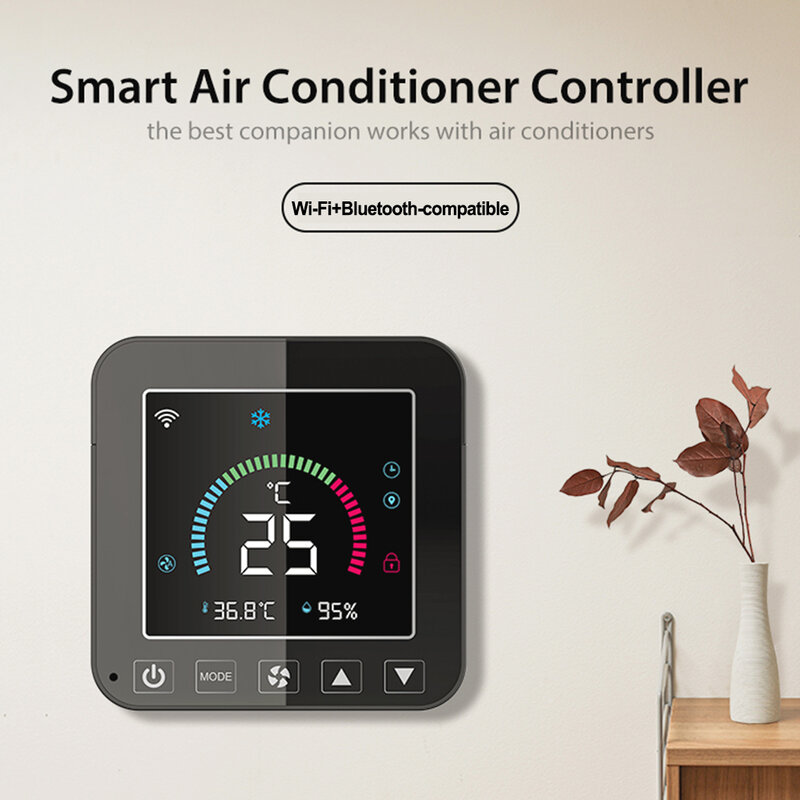 Tuya-مكيف هواء ذكي واي فاي ، درجة الحرارة ، الرطوبة ، وحدة تحكم بالأشعة تحت الحمراء ، ترموستات تكييف الهواء ، شاشة العرض