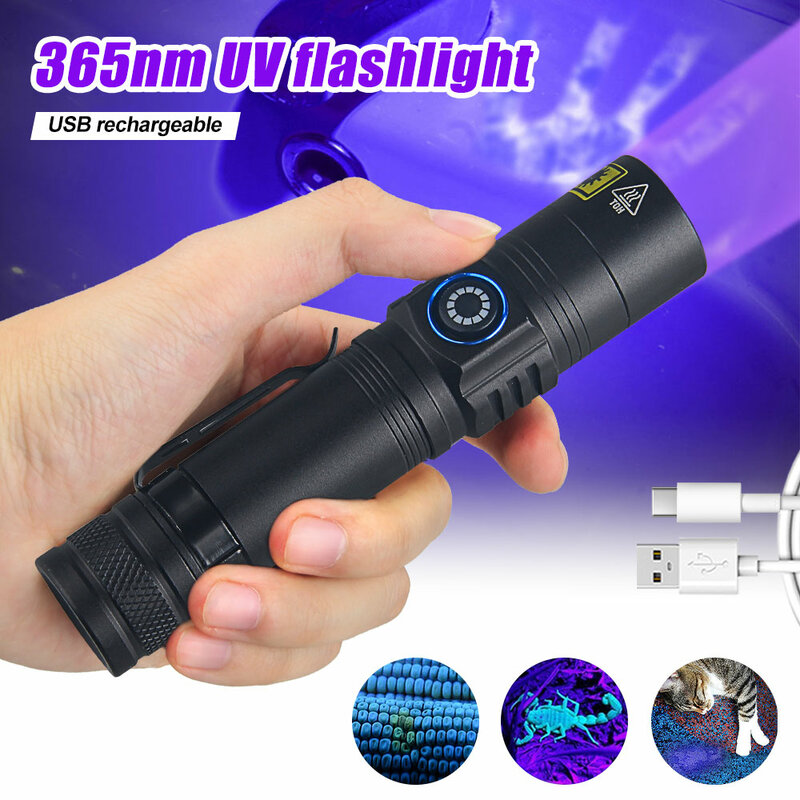 مصغر 36nm 39nm الأشعة فوق البنفسجية مصباح يدوي الأشعة فوق البنفسجية Blacklight USB قابلة للشحن الأرجواني linteras السجاد الحيوانات الأليفة البول كاشف قبض العقرب