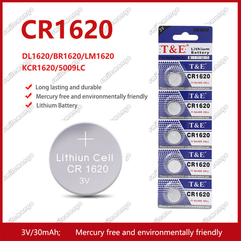 CR1620 بطارية زر ليثيوم ، 3 فولت ، DL1620 ، BR1620 ، ECR1620 ، 5009LC ، LM1620 ، CR 1620 ، KCR1620 ، 30mAh ، خلية عملة ، بطاريات ساعة ، 2-50 قطعة