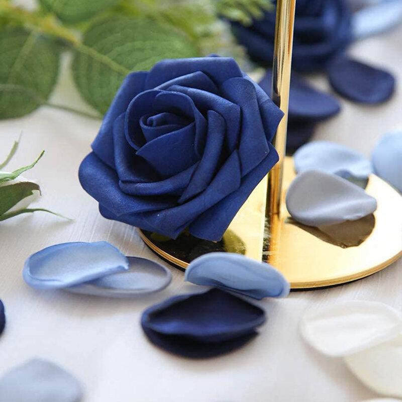 100 قطعة بتلات الورد الحريري المغبر بتلات الزهور البحرية الزرقاء لزهرة فتاة الزفاف سلة الممر مبعثر مائدة العشاء ديكور المنزل