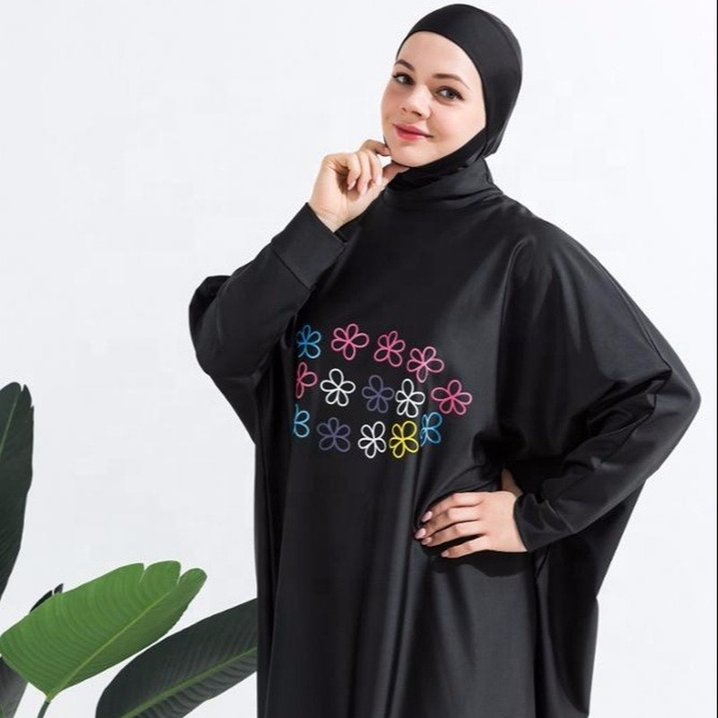 ملابس السباحة امرأة مسلمة ، 3 قطعة ، الطباعة ، الطباعة ، الحجاب ، طويلة الأكمام ، الرياضة ، بوركيني ، ملابس الشاطئ