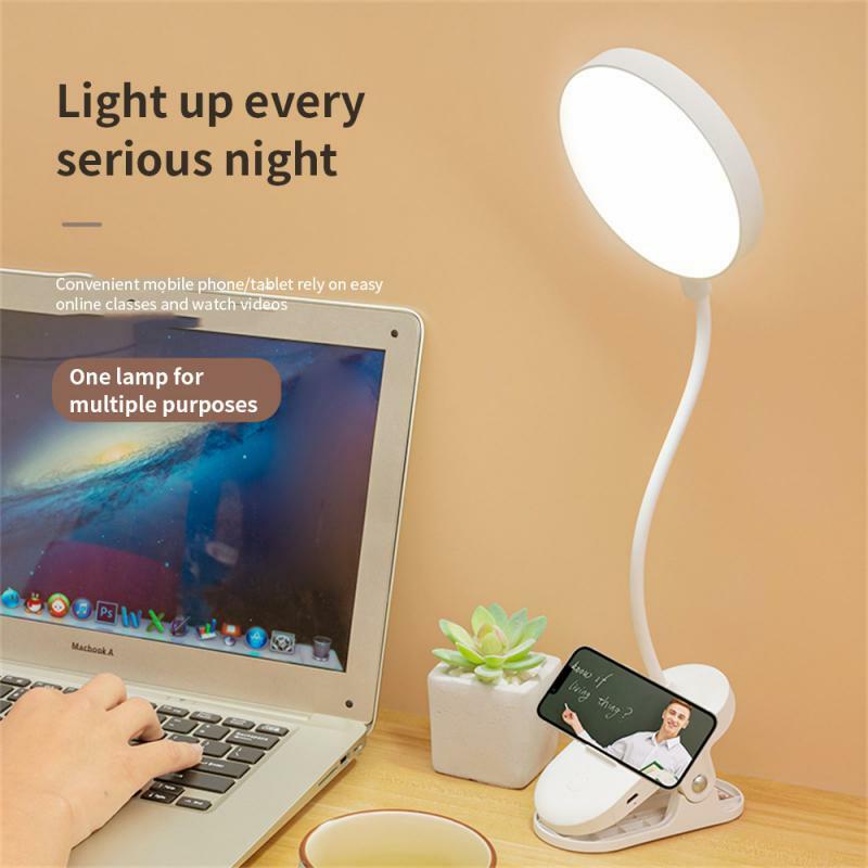 مصباح مكتبي LED مرن قابل للطي ، مصابيح ليلية لغرفة النوم بمنفذ USB ، مصابيح طاولة للقراءة بمشبك للدراسة لحماية العينين