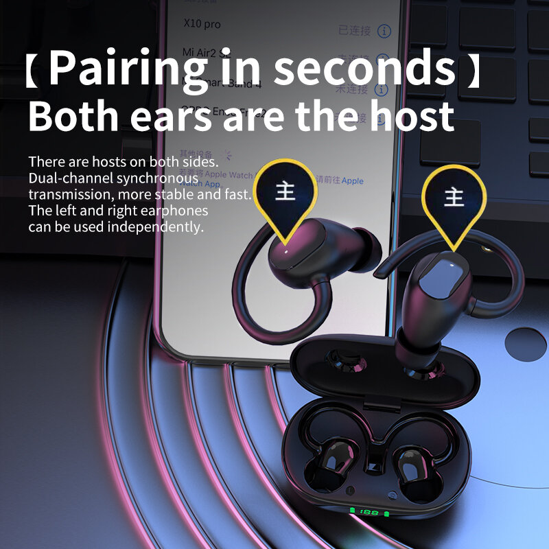 سماعات بلوتوث 5.1 سماعات لاسلكية حقيقية مع ميكروفون زر التحكم في الحد من الضوضاء سماعات أذن مقاوم للماء للرياضة