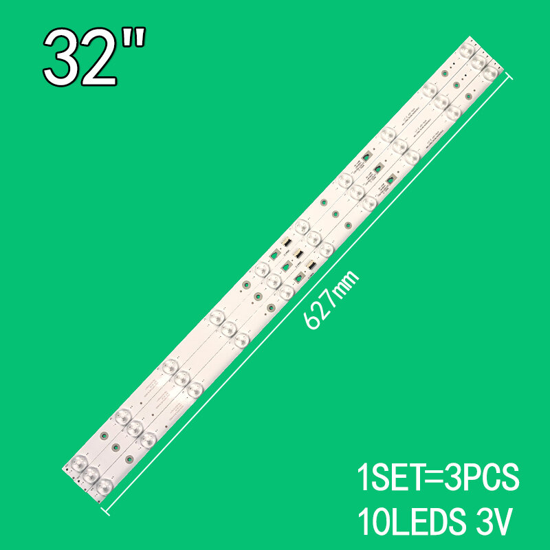 3 قطعة 10 المصابيح 3V 627 مللي متر ل JVC LT-32M345 LE32B310N LE32A7100L LE32A31 LE32B510X LED315D10-ZC14-01(D) LED315D10-ZC14-03(D)