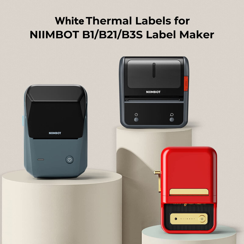 Niimbot مسؤول الأبيض لصيقة علامة بكرة شريط لاصق لفات/ بكرات ورقية ل B21 B1 B203 آلة صنع الملصقات طابعة 5/10 لفة لكل حزمة