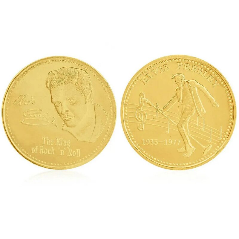 الفيس بريسلي الفضة الذهب تذكارية عملة طبعة محدودة 1935-1977 الملك روك البوب شعبية النمط الأمريكي عملات هدية