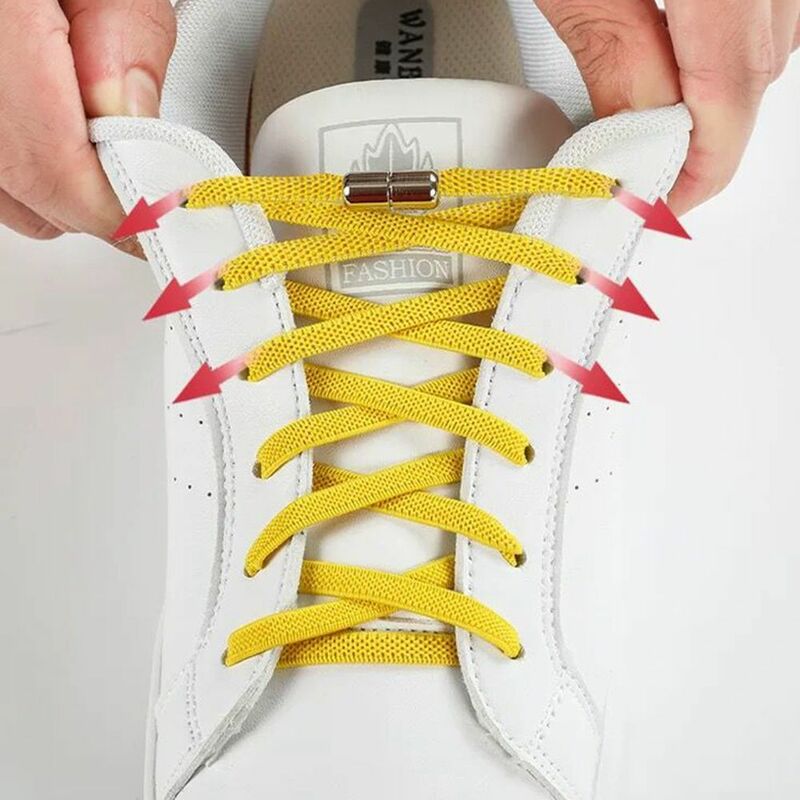 أربطة حذاء مرنة مسطحة المطاط أربطة أحذية كسول مع قفل كبسولة معدنية ألوان مختلفة 100 سنتيمتر