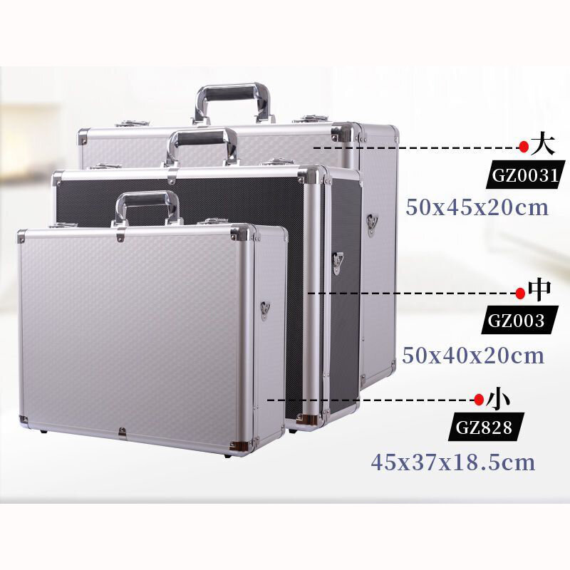 صندوق الأدوات متعدد الوظائف صندوق عرض محمول كبير معدات معدات الطيران حقيبة تخزين الألومنيوم مع الإسفنج
