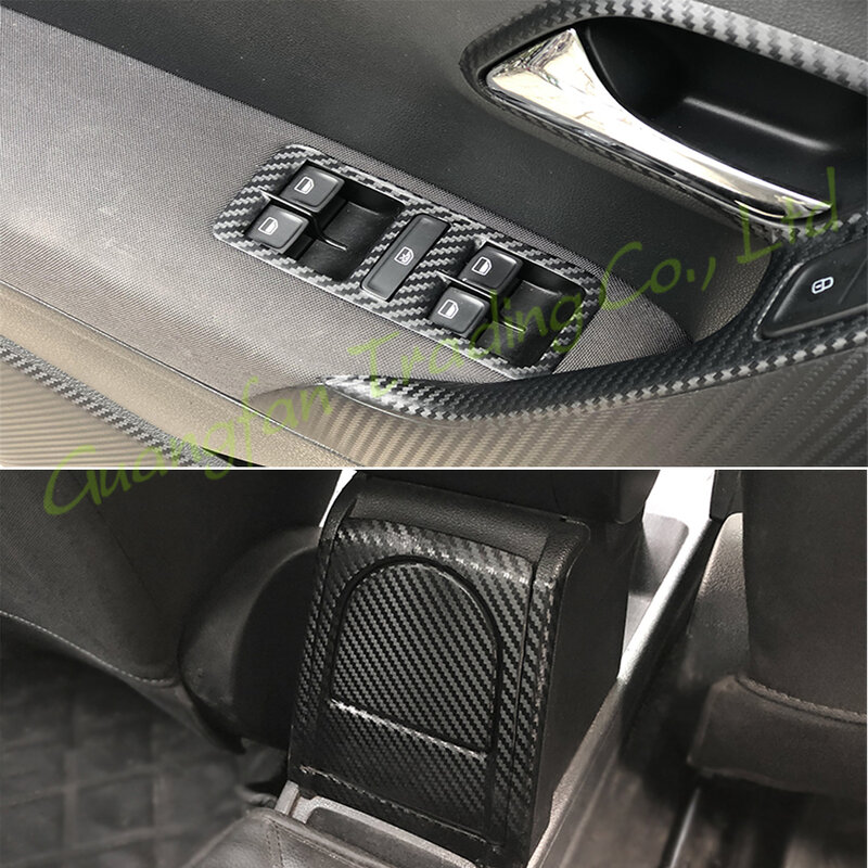 سيارة ثلاثية الأبعاد/5D ألياف الكربون سيارة الداخلية مركز وحدة التحكم غطاء تغيير لون صب ملصق الشارات ل Volkswagen بولو MK5 2011-2018