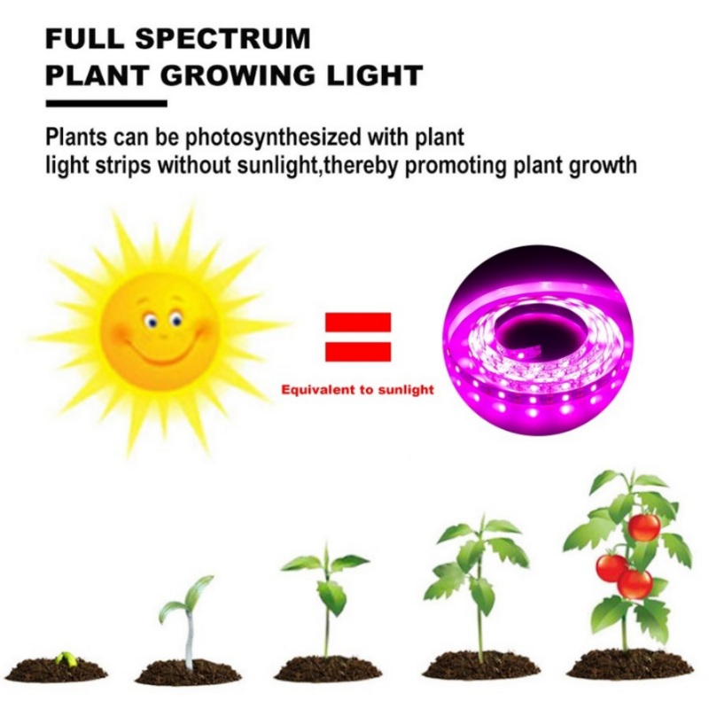 تيار مستمر 5 فولت USB LED تنمو ضوء الطيف الكامل 1-5 متر النبات ضوء تنمو LED قطاع فيتو مصباح للخضراوات زهرة الشتلات تنمو خيمة