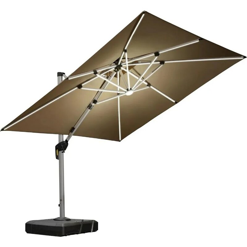 فناء مزدوج أعلى ديلوكس يعمل بالطاقة الشمسية ليد فناء ظل أوفست ، بيج فناء مظلات ، 9x12"