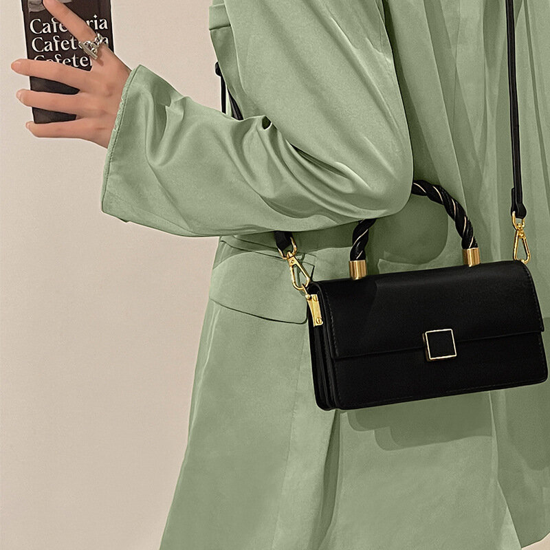 جيني & ديف Ins مدون رسول حقيبة الإناث الفرنسية موضة بسيطة لون الحلوى الرجعية تويست حقيبة الكتف حقيبة صغيرة مربعة