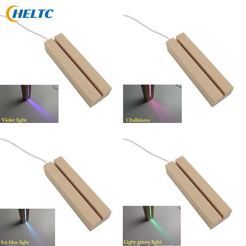 LED الخشب عرض LED قاعدة 8 ألوان مستطيل عرض الركيزة أضواء عرض قاعدة خشبية مضاءة قاعدة حامل ل الراتنج الفن 1 قطعة