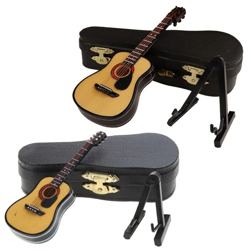 نموذج الغيتار هدية عيد ميلاد الخشب أداة صغيرة زينة الوليد التصوير الدعائم ريفي الخشب الغيتار زخرفة P31B