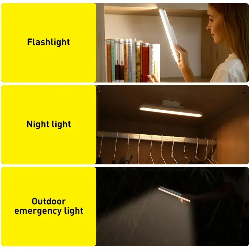 Baseus مكتب مصباح معلق المغناطيسي LED الجدول مصباح قابلة للشحن ستبليس يعتم إضاءة الخزانة ضوء الليل لخزانة خزانة مصباح