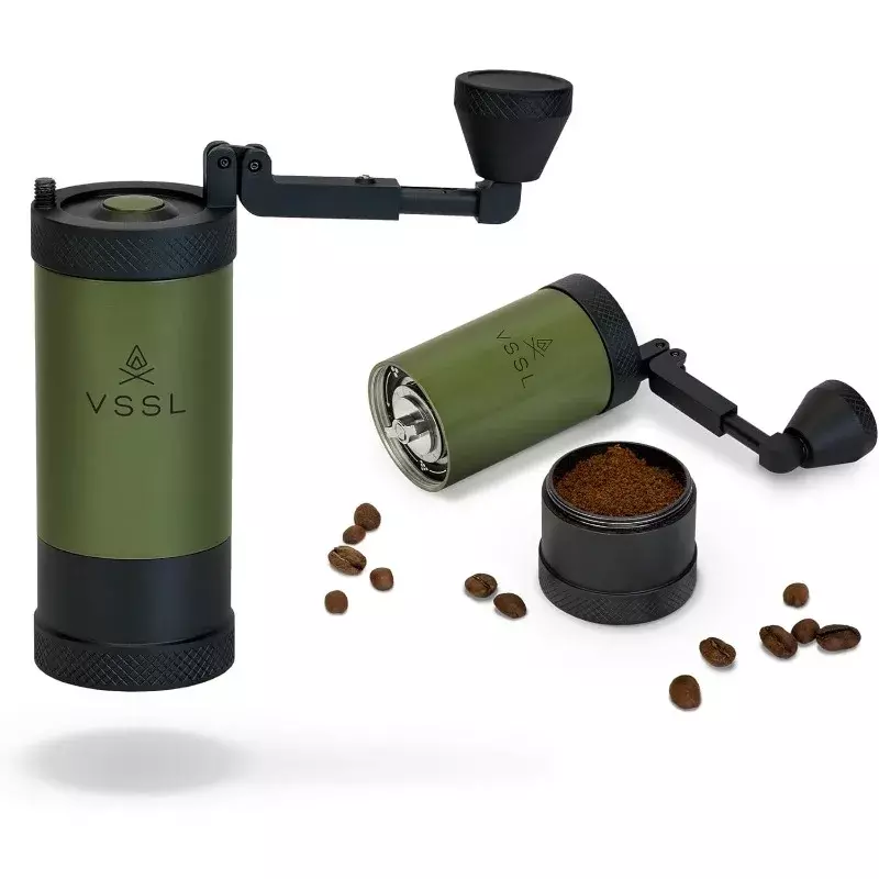 مطحنة قهوة VSSL مع لدغ مخروطي من الفولاذ المقاوم للصدأ ، مطحنة قهوة يدوية ، التخييم والسفر ، طحن جيد للدورة