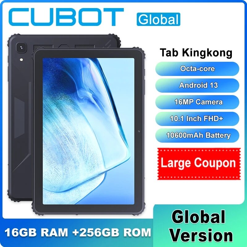 Cubot-TAB Kingkong 10 1, أندرويد 13, 16GB + 256 GB, IP68, 16MP