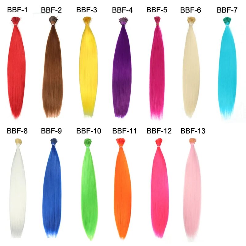 My-Diva-وصلات شعر صناعية ملونة I-Tip للنساء ، قطع شعر من الألياف عالية الحرارة ، 16 بوصة ، 10-100 جدائل/حزمة