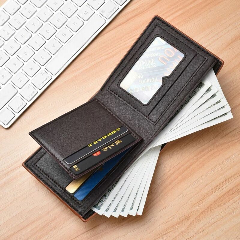 محفظة عملات معدنية متعددة البطاقات من الجلد الصناعي للرجال ، محفظة قصيرة ، حامل بطاقات ، موضة