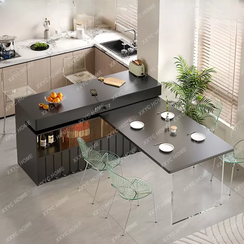 المتكاملة تعليق المطبخ جزيرة طاولة الطعام ، الراقية المنزلية شقة صغيرة الفرنسية المطبخ حجر لوحة متوسطة