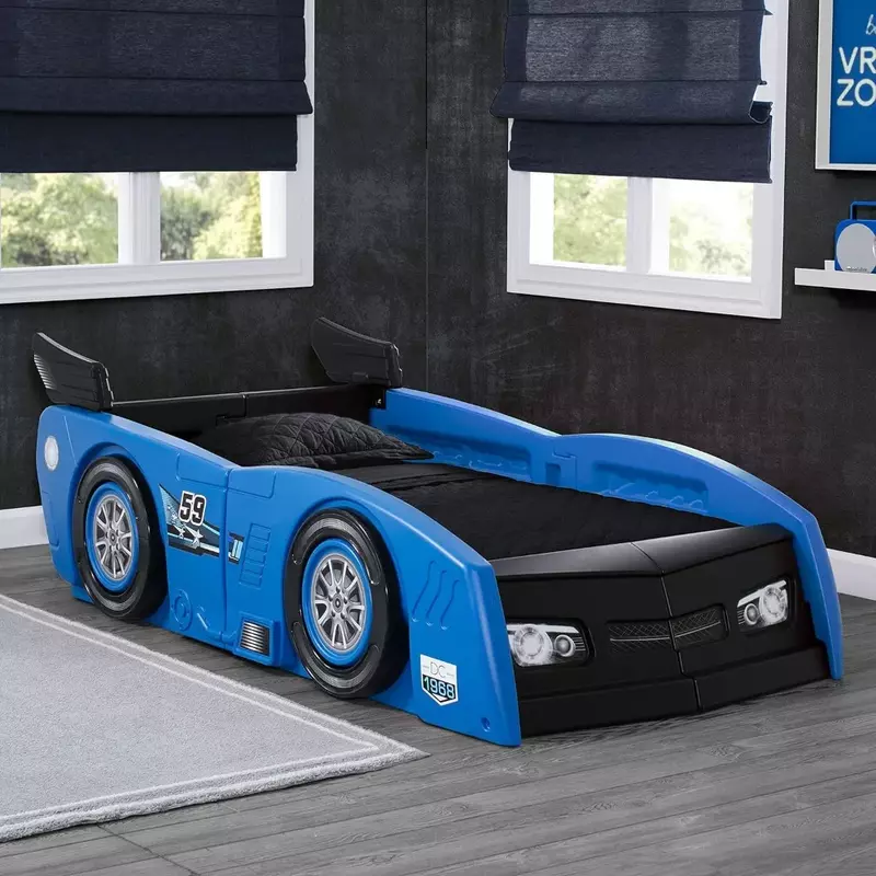 سرير Grand Prix للأطفال ، سرير سباق مزدوج ، صنع في الولايات المتحدة الأمريكية ، أزرق