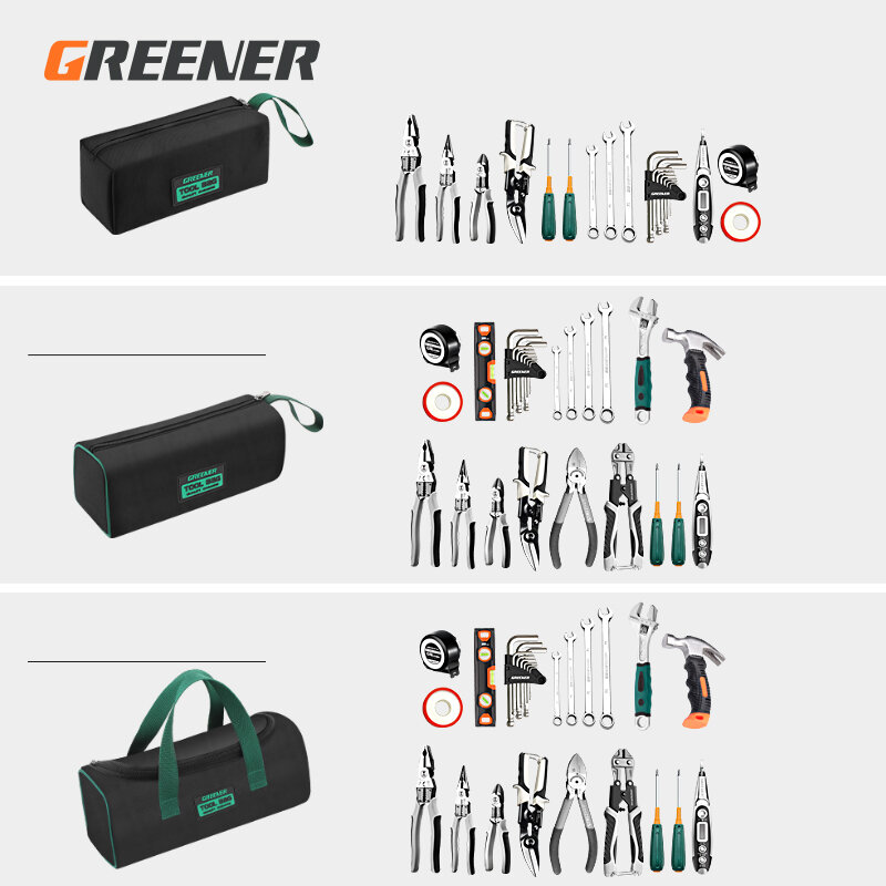 حقيبة أدوات متعددة الوظائف خضراء ، مقاوم للماء ، مضاد للسقوط ، التخزين ، 1680D أكسفورد القماش ، حقيبة كهربائي