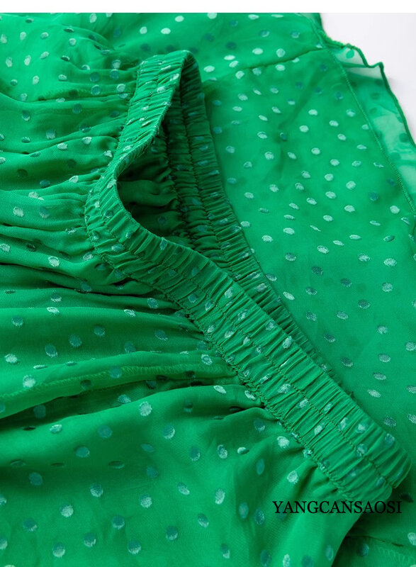تنورة من حرير التوت جاكار للنساء ، خصر مرن ، تنورة خضراء متدفقة ، طبيعية ، صيفية ، جديدة ، ثلاث طبقات ،