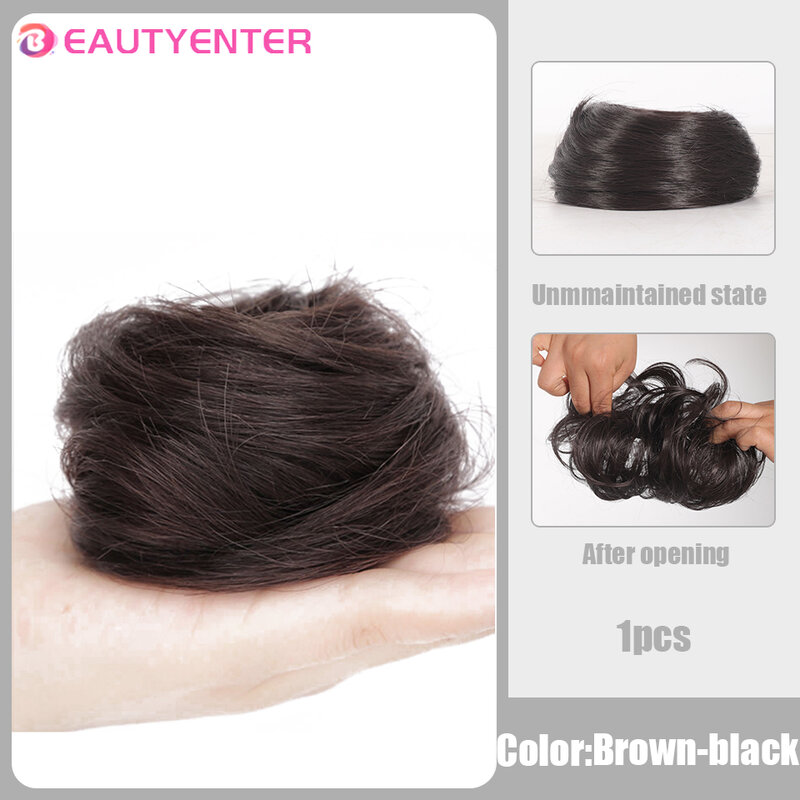 بوتي 1.1-قطع شعر اصطناعية مستقيمة مرنة للسيدات ، سكرونشي ، لف كعكة الشعر ، دونات ، إكسسوارات العقدة