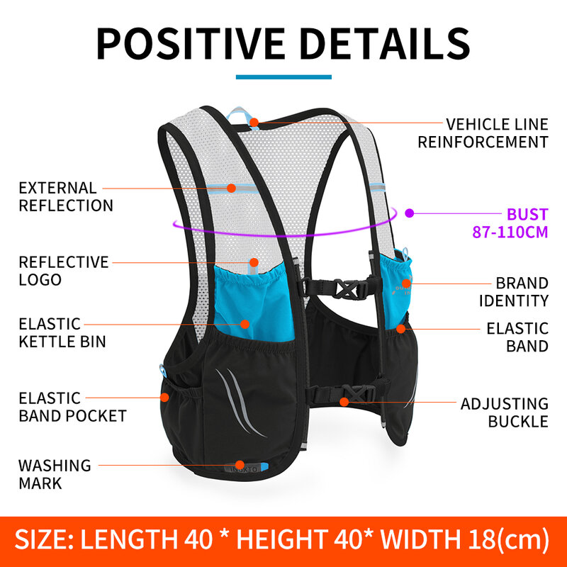 INOXTO-خفيفة الوزن تشغيل على ظهره سترة الترطيب ، ومناسبة للدراجات ماراثون المشي لمسافات طويلة ، خفيفة للغاية والمحمولة 2.5L