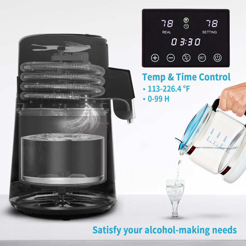 VEVOR-منقي تقطير المياه ، موزع فلتر ، زجاجة الشرب ، المنقي ، عرض درجة الحرارة المزدوجة ، حماية من الحرارة الزائدة ، الأجهزة المنزلية ، 4L