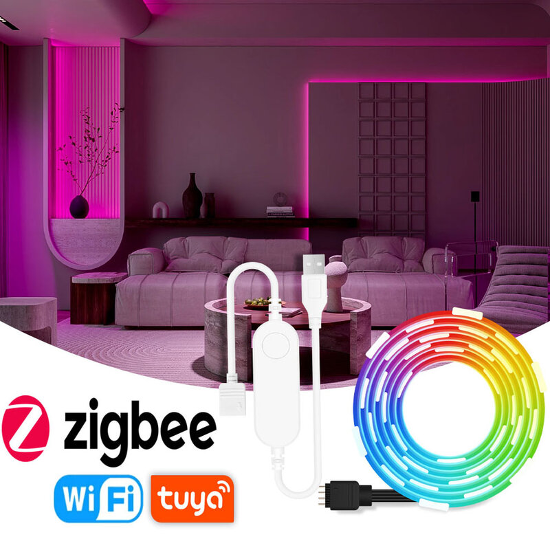زيجبي USB Led قطاع ضوء RGB Led أضواء تويا واي فاي الذكية التلفزيون الخلفية الشريط لغرفة يعمل مع محور/اليكسا/جوجل/smartthing