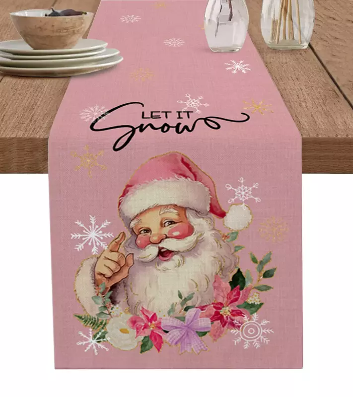 الوردي سانتا كلوز موضوع مستطيلة الجدول عداء ، المطبخ الجدول الديكور ، ومناسبة لعشاء الأسرة ، اكسسوارات حفلات الزفاف