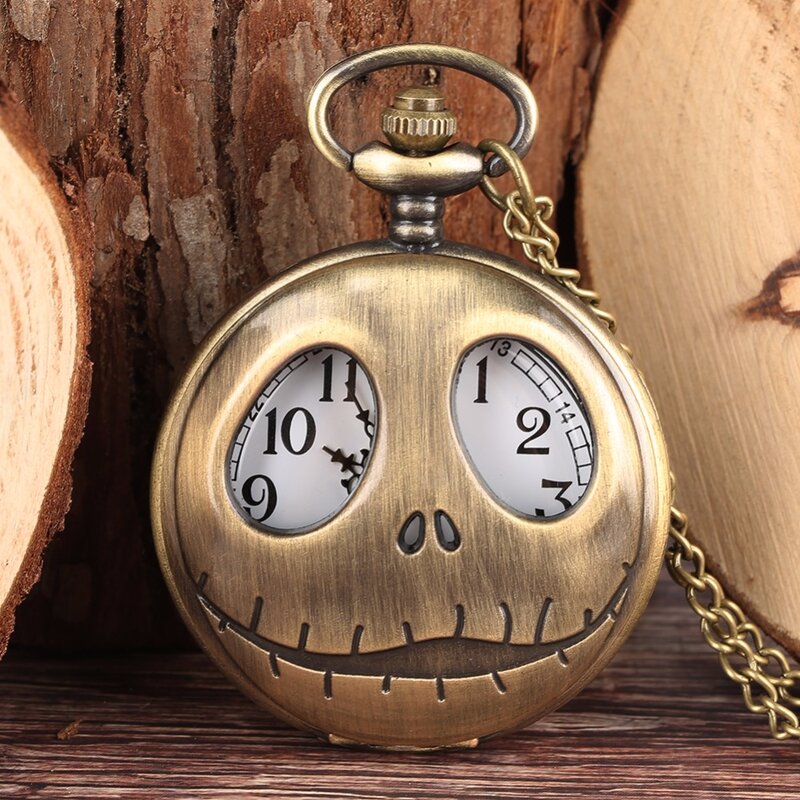 ساعة جيب كوارتز برونزية عتيقة للرجال والنساء ، تصميم عيون كبيرة ، ساعات رائعة ، هدايا ساعة ، موضة ، جديدة