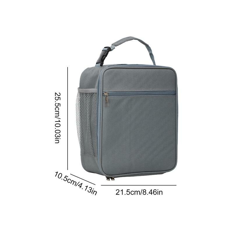 حقيبة غداء معزولة مع جيب شبكي جانبي ومقبض للنساء ، حقيبة حمل ، قابلة لإعادة الاستخدام ، مبرد ، صندوق ، بالغ