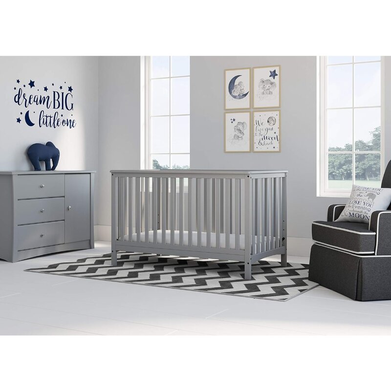 سرير Storkcraft-سرير قابل للتحويل للأطفال ، 4 في 1 ، يناسب المعيار ، رمادي حصاة ، يتحول إلى سرير نهاري ، سرير كامل الحجم
