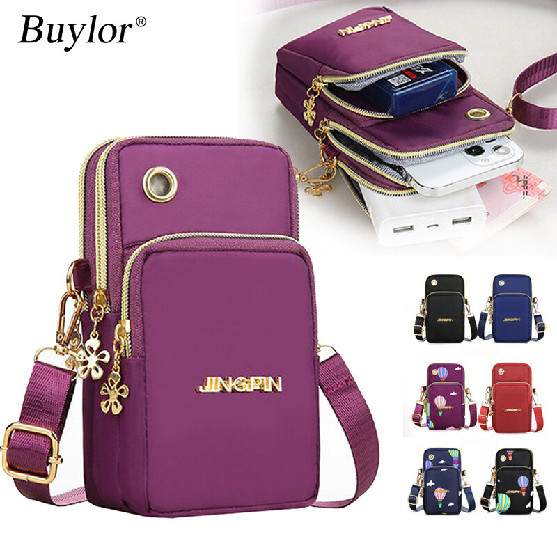 Buylor-حقائب الهاتف المحمول Crossbody للنساء ، الحقيبة الهاتف الخليوي مع قابس سماعة الرأس ، 3 طبقة المحفظة ، حقيبة الكتف ، موضة جديدة