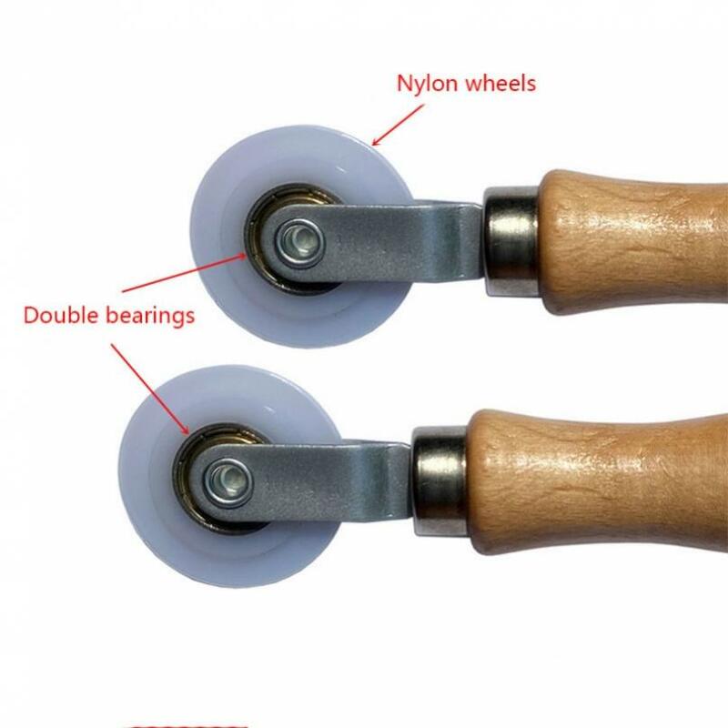 Pressing Wheel Wooden Shank Bump Double Bearing Nylon Press Wheels Machine Accessories for Door Screen Installation