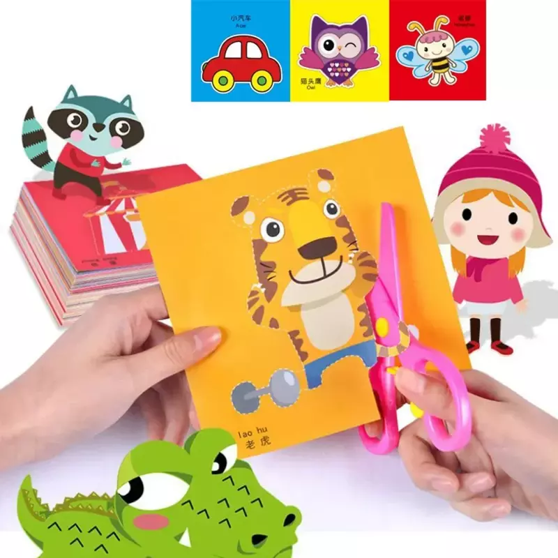 اليدوية ورقة قطع كتاب للأطفال ، DIY بها بنفسك اللعب الحرفية ، الأطفال الكرتون سكرابوكينغ ، هدايا التعلم ، 48 قطعة