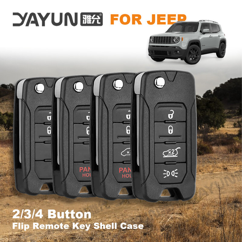 YAYUN 2 + 1 أزرار ل Jeep Renegade 2015/6/7/8 الوجه البعيد مفتاح السيارة قذيفة الحال مع قطع SIP22 شفرة استبدال مع شعار 4A