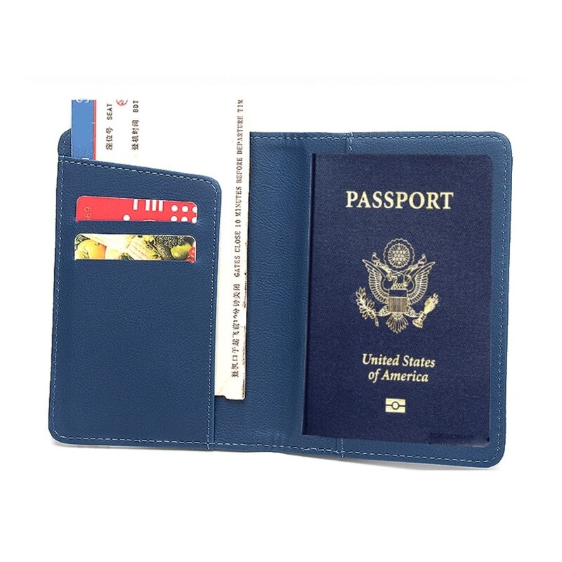 غلاف جواز سفر من الجلد الصناعي وملصق الأمتعة ، حامل جواز سفر ، محفظة مع بطاقة حقيبة سفر ، رسالة ختم ساخن ، 2 في المجموعة