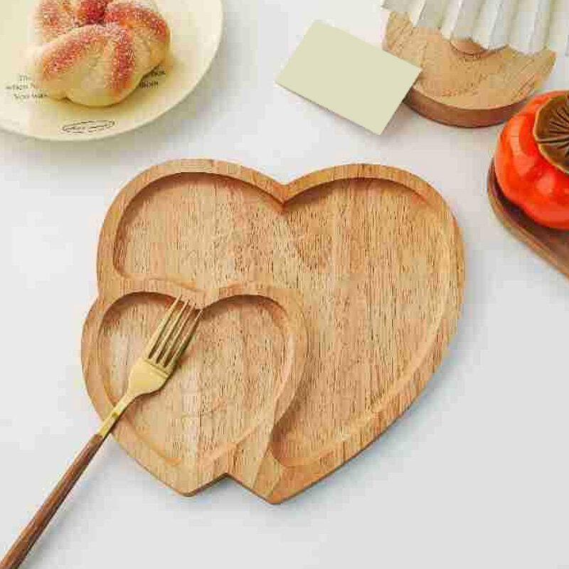 صينية بسيطة من الخشب المطاطي الإبداعي ، طبق وجبات من الخيزران ، طبق فاكهة ، طبق شاي منزلي ، مطعم فندق الحب