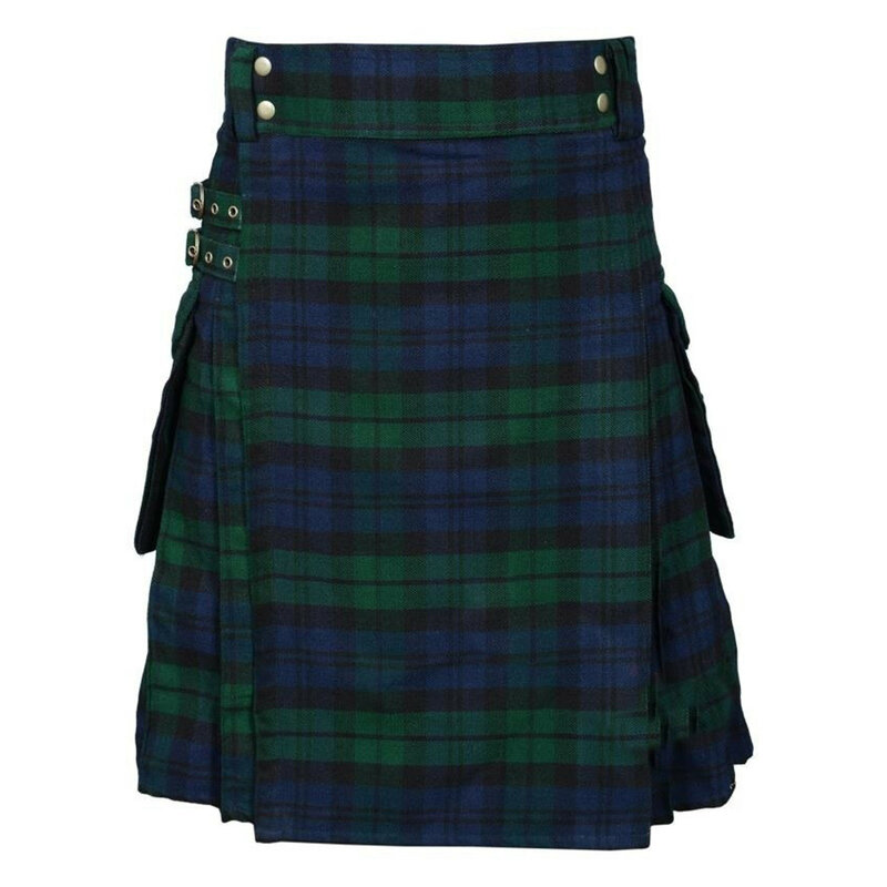 تنورة قصيرة ذات ثنيات سكوتلندية عتيقة للرجال ، تنورة ، ملابس سكوتلندية ، كاجوال ، تنورة ، قوطية ، موضة الشان ، جيب كندو ، خريف