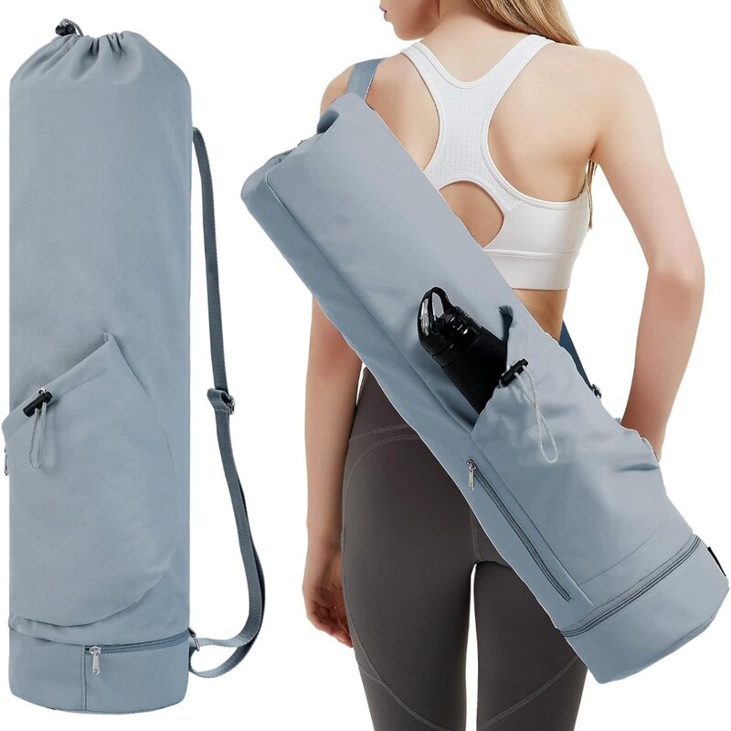 حقيبة حصيرة اليوغا لممارسة اللياقة البدنية مقاومة للماء ، قماش بسحاب كامل ، سعة كبيرة ، حقيبة تخزين متعددة الوظائف ، حقيبة ظهر ، حقيبة ظهر