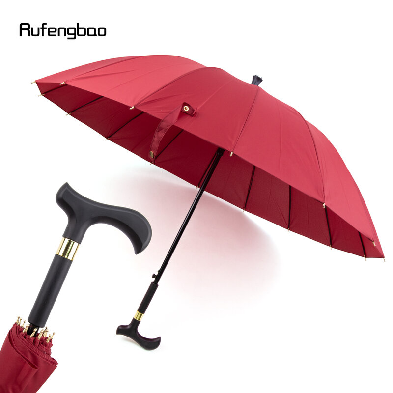 مظلة قصب الرياح الأوتوماتيكية الحمراء ، مظلة موسعة للأيام المشمسة والممطرة ، عصا المشي ، مقبض طويل ، 86