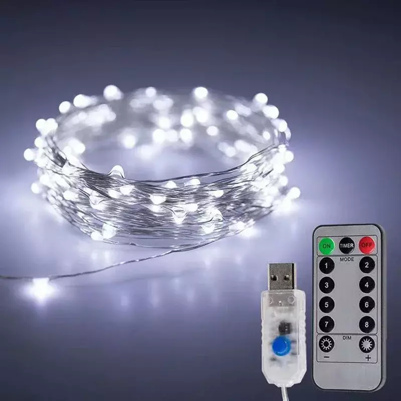 USB ضوء LED خرافية مع ريميت ، سلسلة RGB بيضاء دافئة ، ديكور المنزل الداخلي ، عطلة ، الأسلاك النحاسية ، السنة الجديدة ، عيد الميلاد