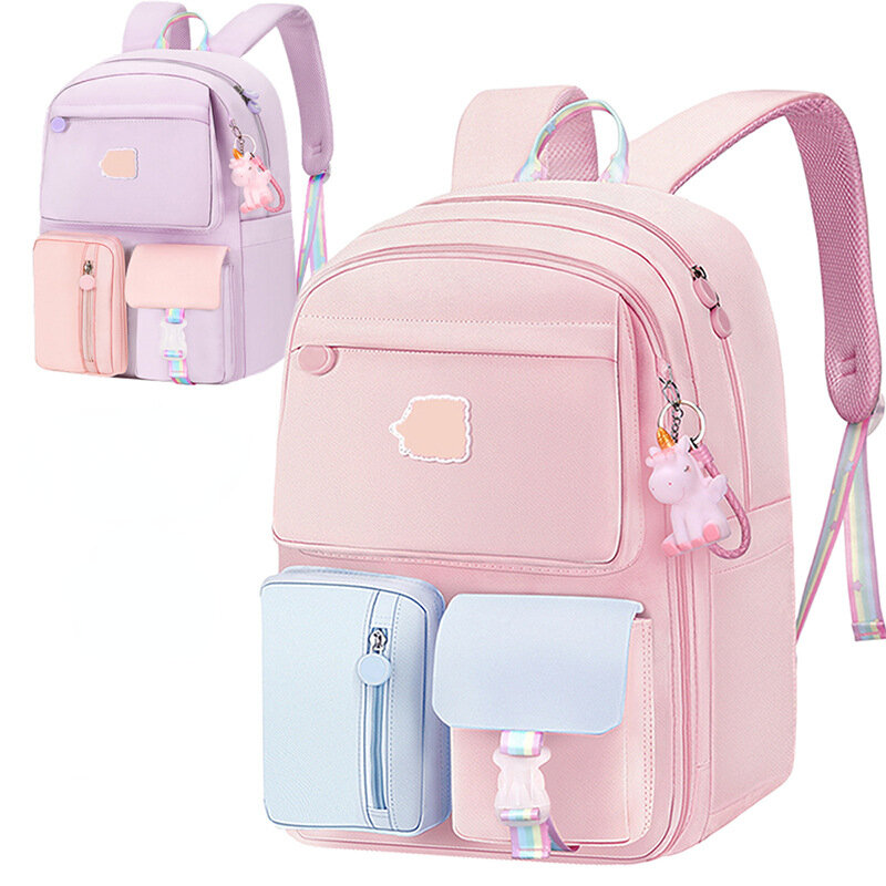Backpack for Girls Fashion All-match Korean Version Lovely Sweet School Bags Zipper  Acrylic Solid Bag Interior Slot Pocket