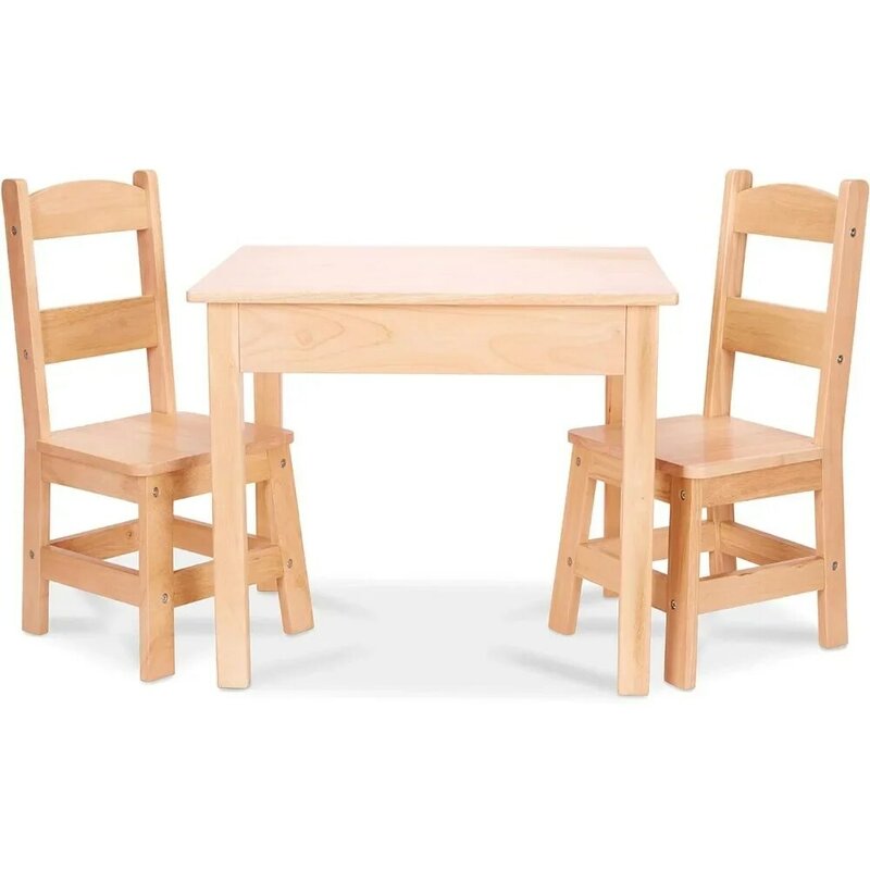 مجموعة طاولة وكرسي من الخشب الصلب للأطفال ، أثاث خفيف لغرفة اللعب ، أشقر