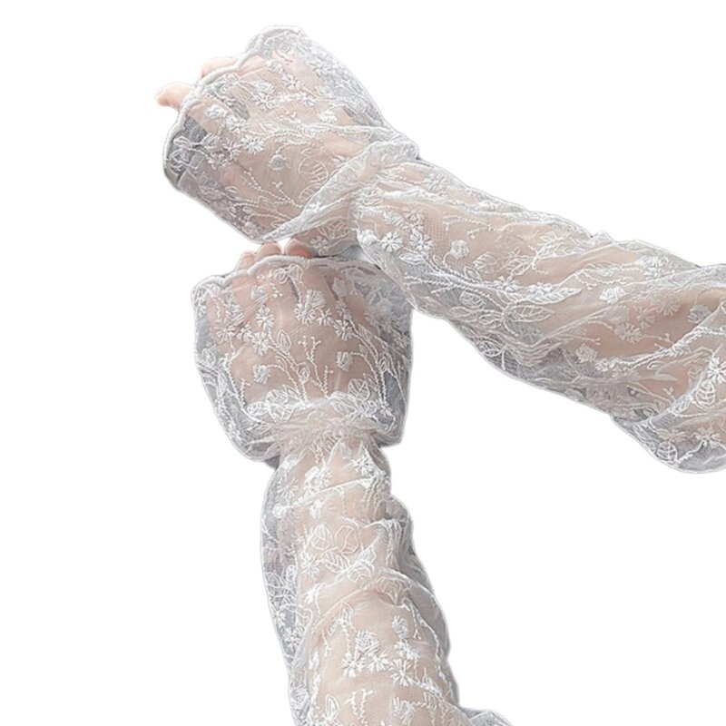 الصيف قفازات دانتيل غطاء للذراع للقيادة الأكمام الزخرفية فتاة الصيف غطاء للذراع قفازات أصابع الإناث